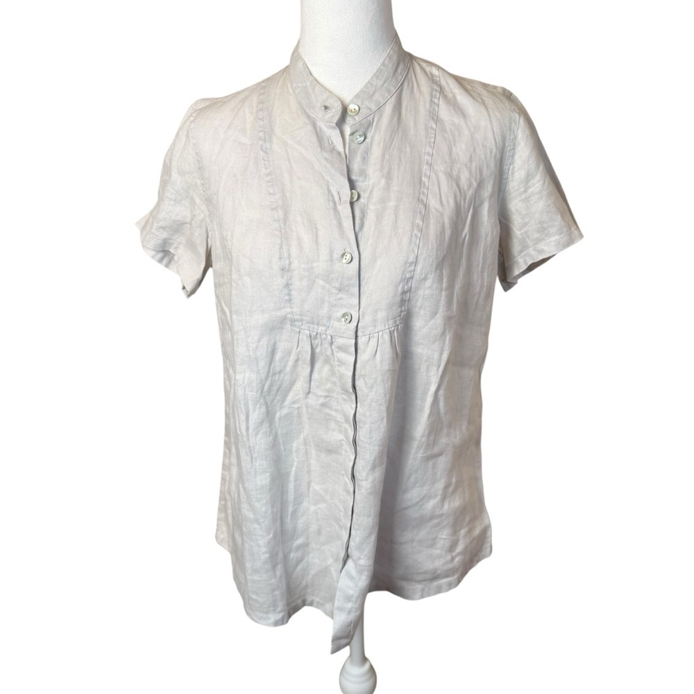 J Jill 10% Linen Top Womens XS Extra Small Dove Gray Minimalist Neutral‎ Natural
